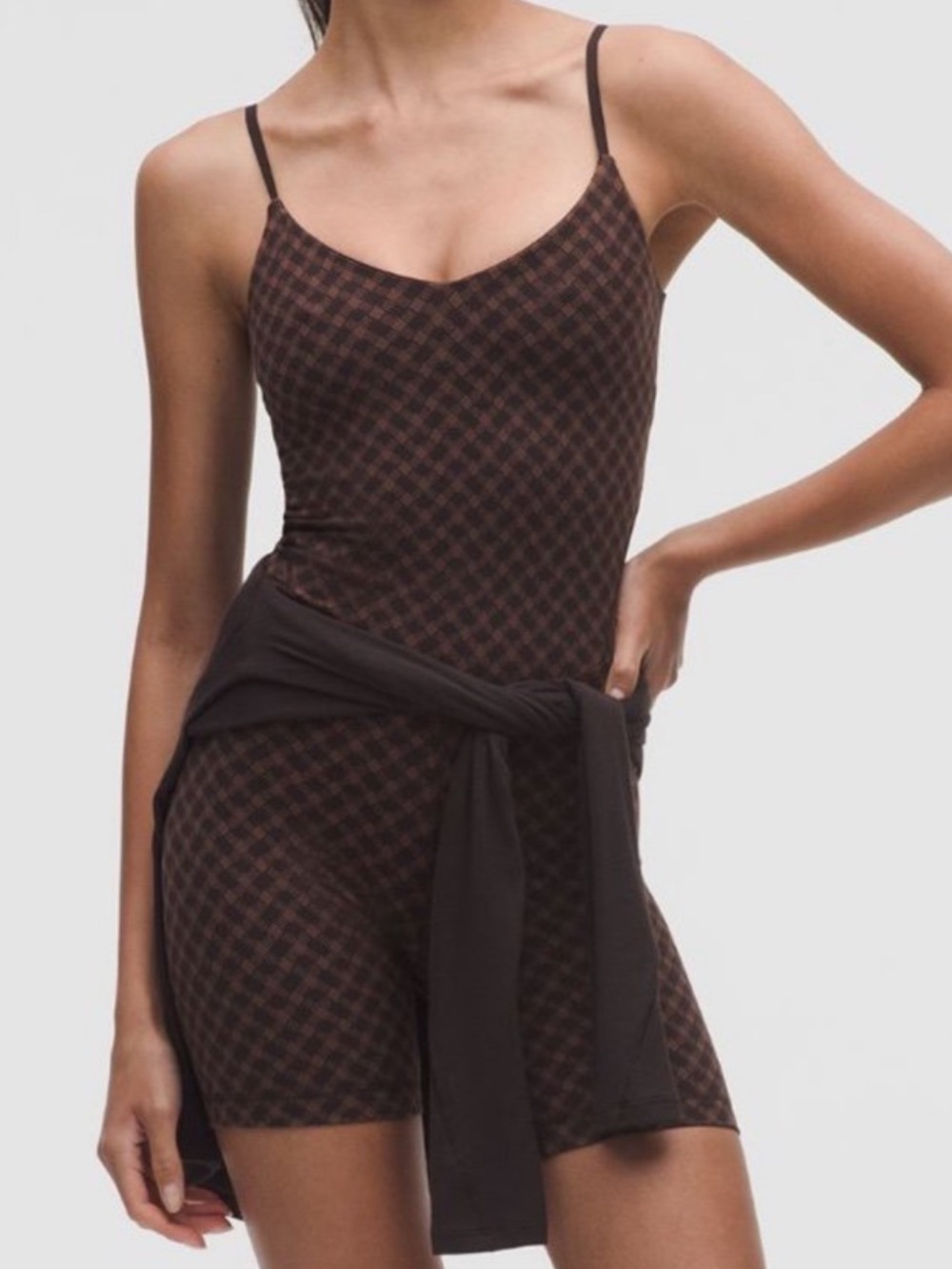 LULULEMON ALIGN CAMI BODYSUIT 6” *Jacq in SQUARE HEART JAVA/SEQUOIA SZ 10 NWT - Picture 2 of 8